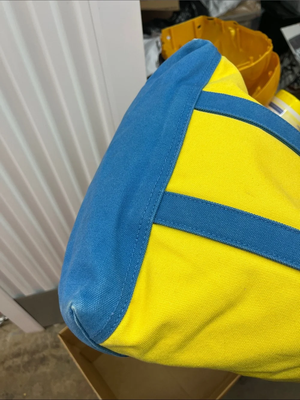 Polo by Ralph Lauren Yellow Canvas Tote with Blue Accents & Embroidered Logo